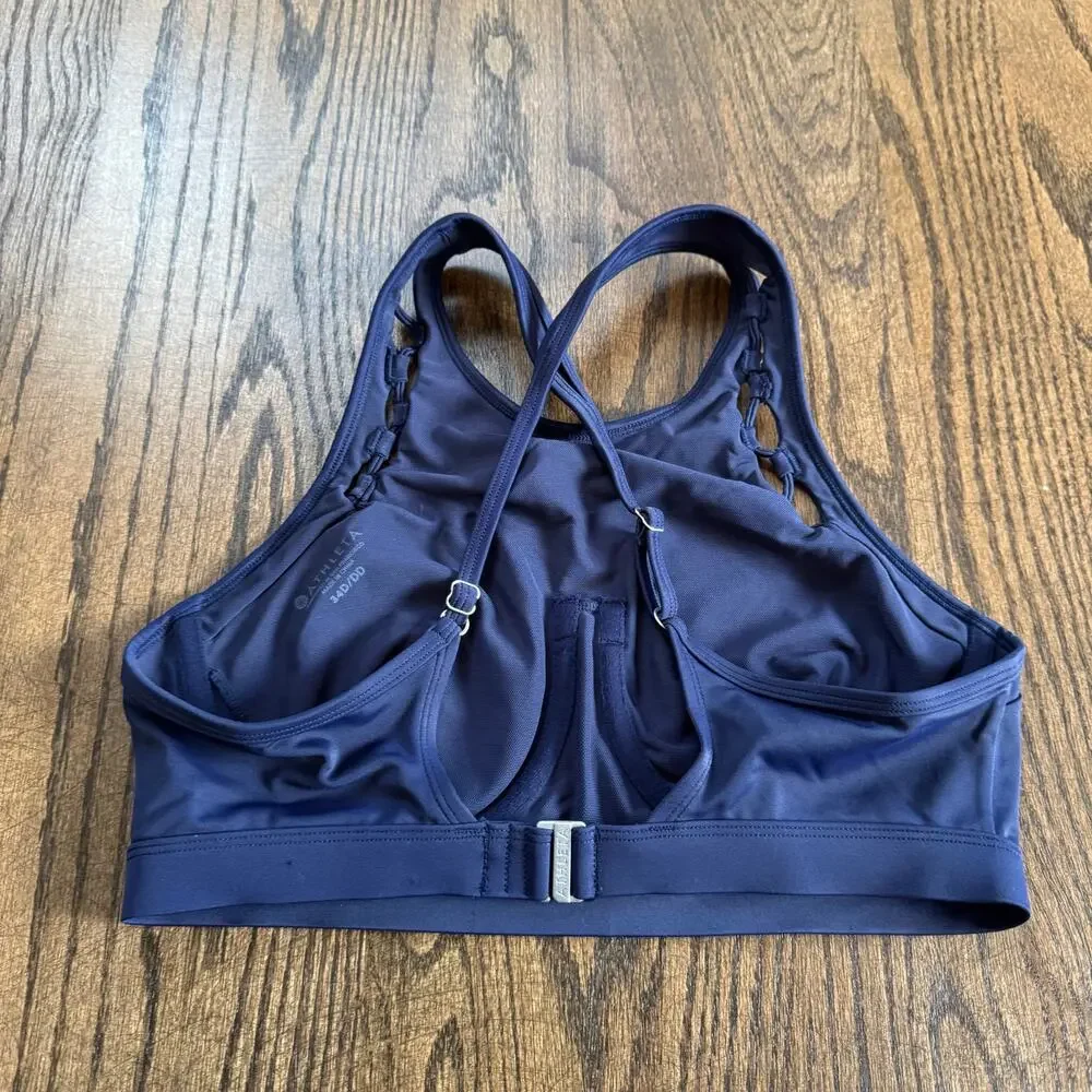 Athleta Women’s Navy Blue High Neck Halter Bikini Swim Top Size 34D/DD Small